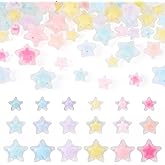 KISSITTY 150 Pcs Transparent Acrylic Star Beads Cute Frosted Star Bead in Bead Shiny Celestial Aesthetic Charms Plastic Loose Beads for Jewelry Making Bracelet Necklace DIY Earring Craft Supplies