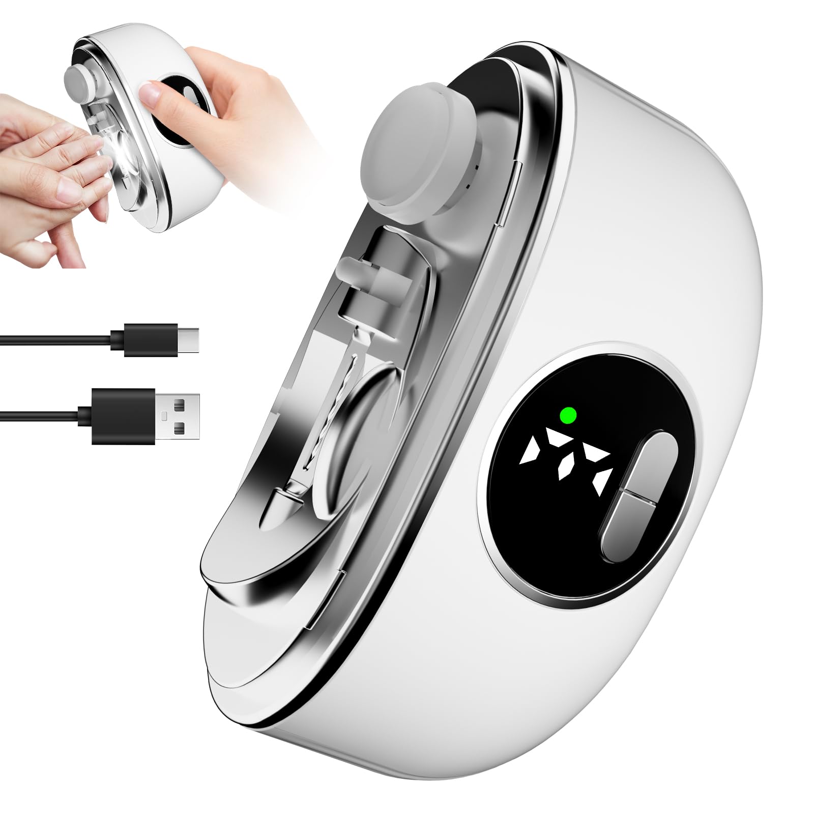 Photo 1 of 2026 New 3-in-1 Electric Nail Clipper for Fingernails & Toenails, Rechargeable 6-Speed Electric Nail File with LED Light,Display, Storage,for All Width & Thickness Nails,Ideas for Seniors,Adults,Kids