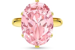 Linawe Cubic Zirconia Imitation Diamond Moissanite Rings for Women, 14K Gold/Rose Gold/Silver Adjustable Chunky Ring, Costume Rhinestone Jewelry for Wedding Engagement