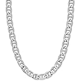 Savlano 925 Sterling Silver 8mm Italian Solid Flat Mariner Link Chain Necklace For Men & Women - Made in Italy Comes With a Gift Box