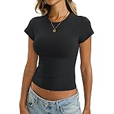 EasyGala Womens Cotton Crop T Shirts Basic Crew Neck Tee Fitted Going Out Tops Summer Cute Gym Workout Clothes 2026