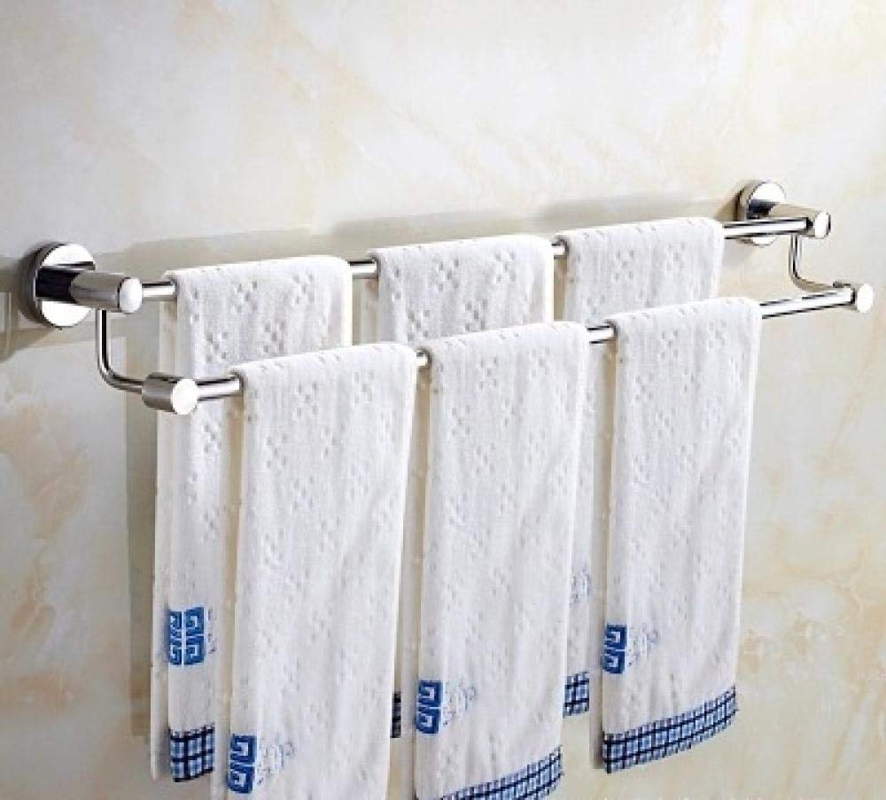 Double Towel Rails Screw Wall Mounted,SUS 304 Stainless Steel Bath Towel Holder, Rustproof Hand Towel Bar,Towel Rod Mirror Reflection For Bathroom,Long 60cm