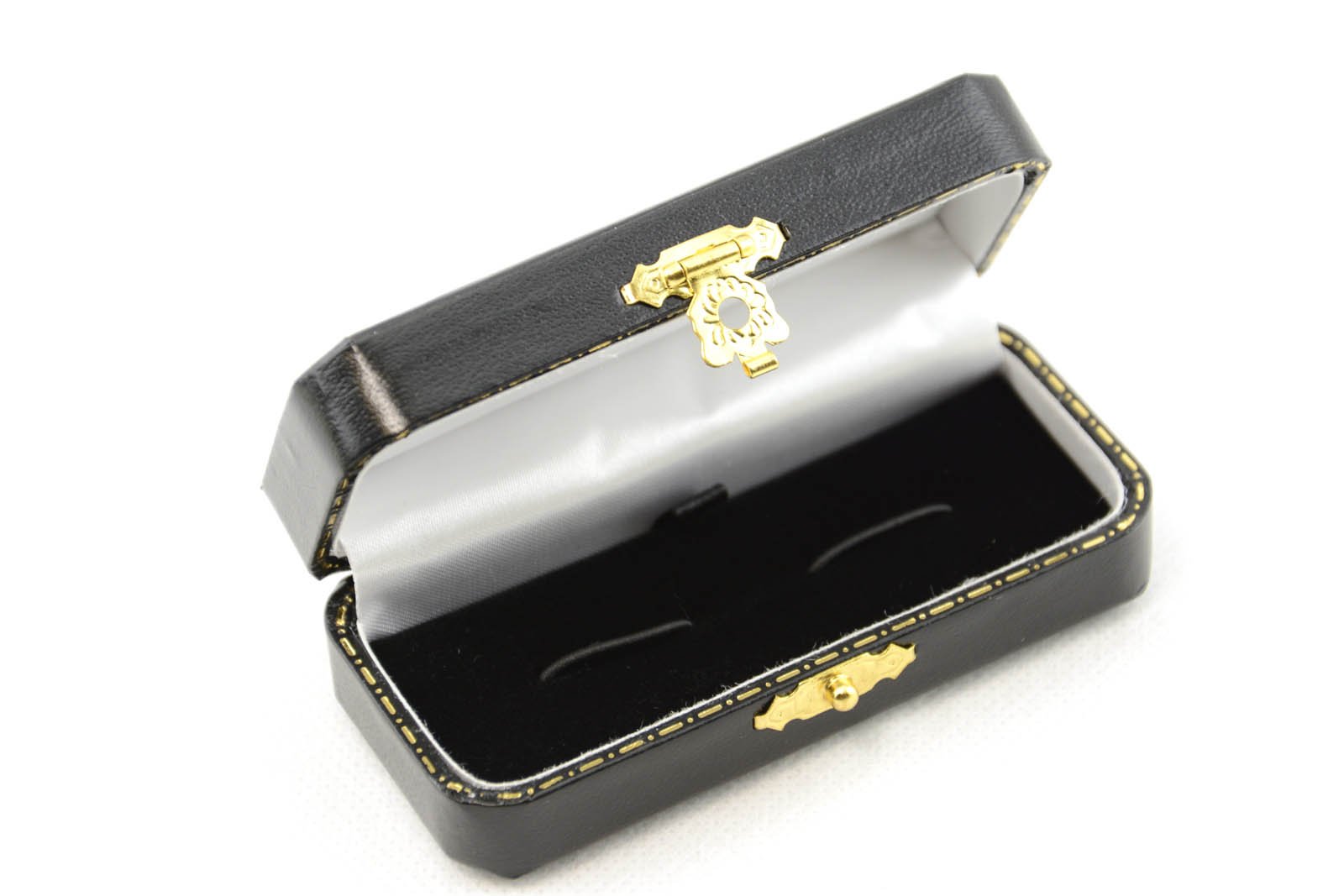 Quality Antique Style Black Leatherette Cufflink Box - Beautiful Quality Cufflink Gift Box Cufflink Keepsake Box Keeps Your Cufflinks Safe, Clean & Scratch Free