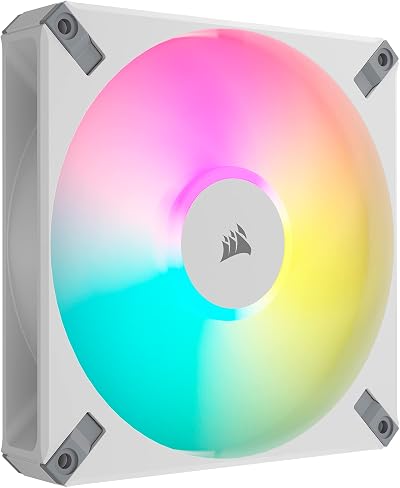 Corsair iCUE AF140 RGB Elite 140mm PWM Fan White Eight RGB LEDs AirGuide