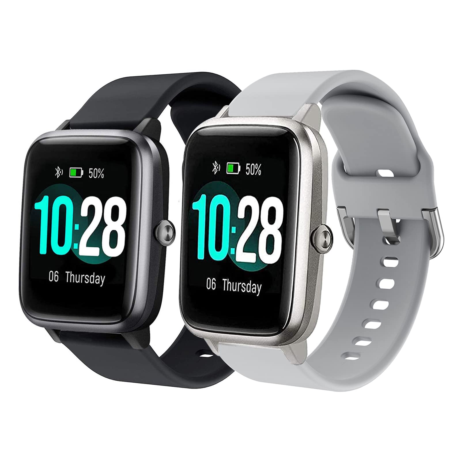 SUGARJAR Strap For ID205L,19mm Silicone Band for Veryfitpro,LETSCOM,Yamay fitness,Letsfit,LIFEBEE,GRV,Willful,Popglory,Blackview,TEMINICE,ID205S ID205G ID215G ID216 SW020 SW023 WF021 WF025 Uwatch3