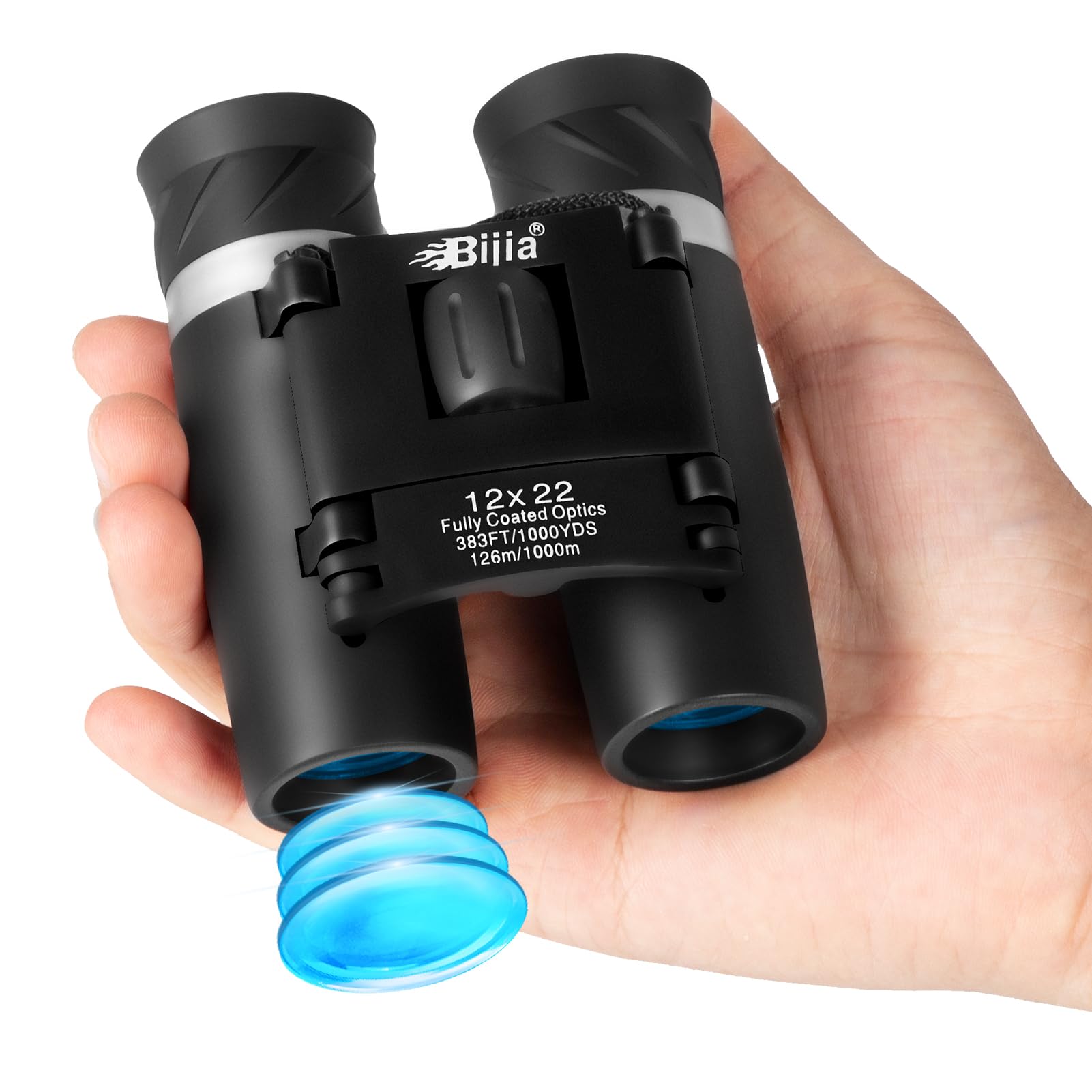 BIJIA 12x22 HD Mini Compact Binoculars for Adult,Hunting,Bard Watching,Concert,Sport and Outdoor Activities (Lastest Optics Coating Technology)
