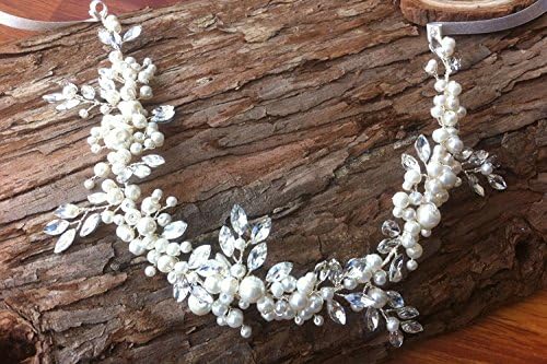 Mon Coeur bridal Bridal Halo ,Vine, Headband, Tiara with Rhinestones Crystal beads and Faux pearls US SELLER