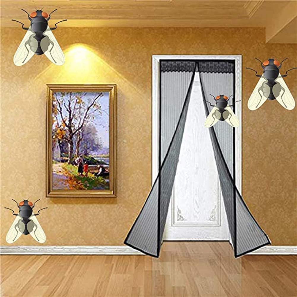 ZHZW Reinforced Magnetic Screen Door, Fiberglass Hands Free Mesh Curtain with Magnet Closure, Durable Self Sealing for Garage, Fishing Boat,160x250cm(63x98inch)