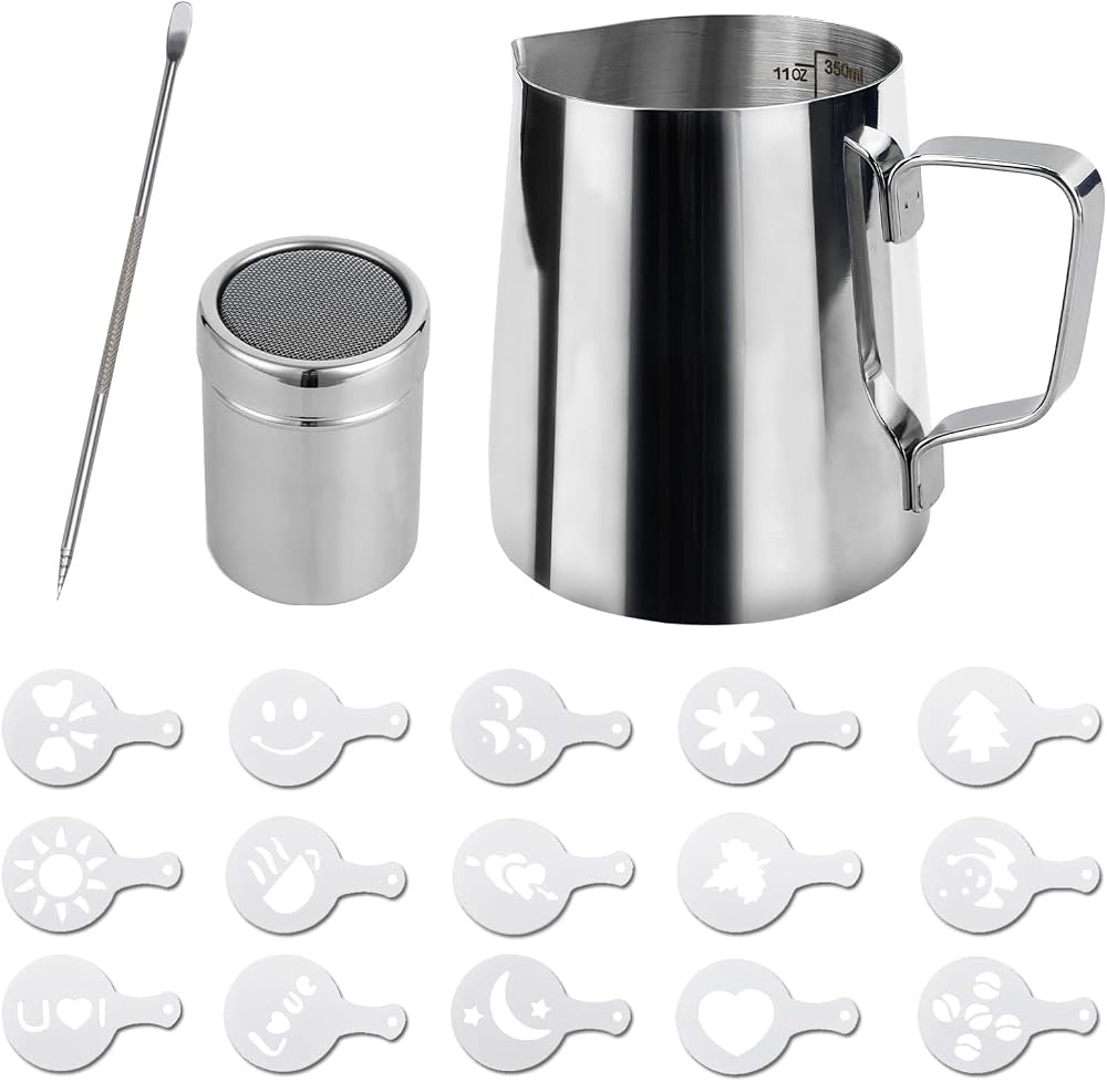 SZXMDKH 350ml Stainless Steel Milk Jug with Measuring Indicator Barista
