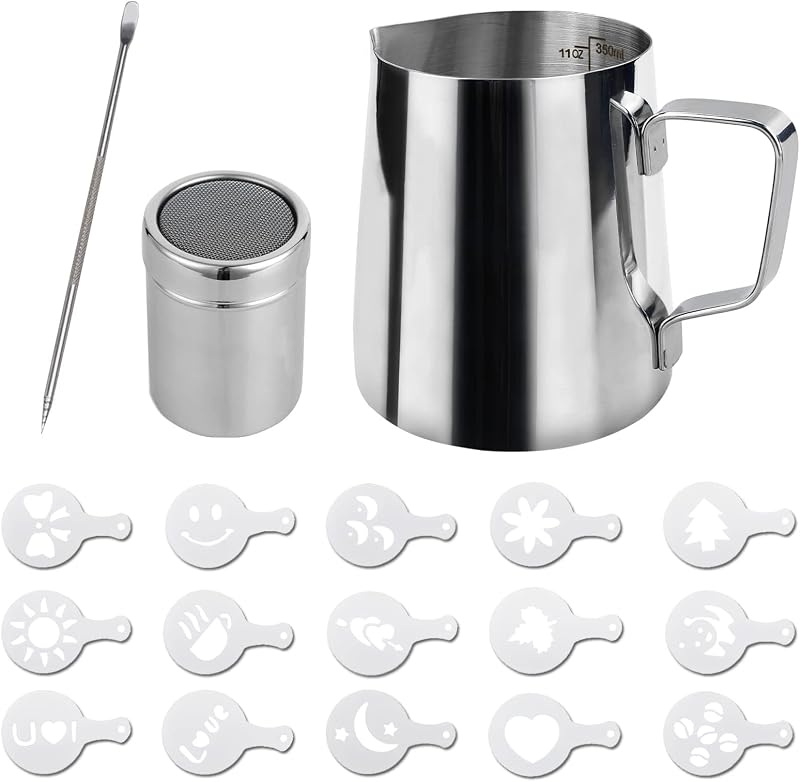 SZXMDKH 350ml Stainless Steel Milk Jug with Measuring Indicator Barista