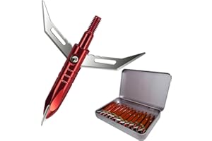 e5e10 12pcs Hunting Broadheads 100 Grain Archery Broadheads 420 Stainless Steel Higher Hardness 2-Blades + 1 pc Broadhead Case for Arrowheads