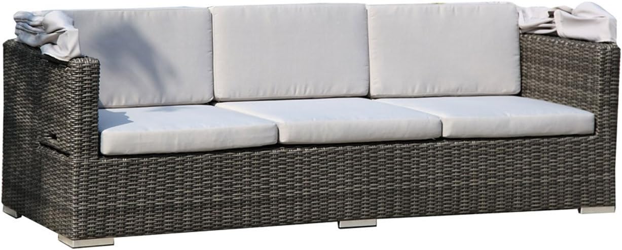 outliv. Cannes Lounge Banco semicircular trenzado Mixed Grey Asiento