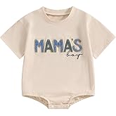 FIOMVA Baby Boy Fall Clothes Newborn Bubble Romper Toddler Long Sleeve Mama's Boy Letter Bodysuit Winter Infant Outfits