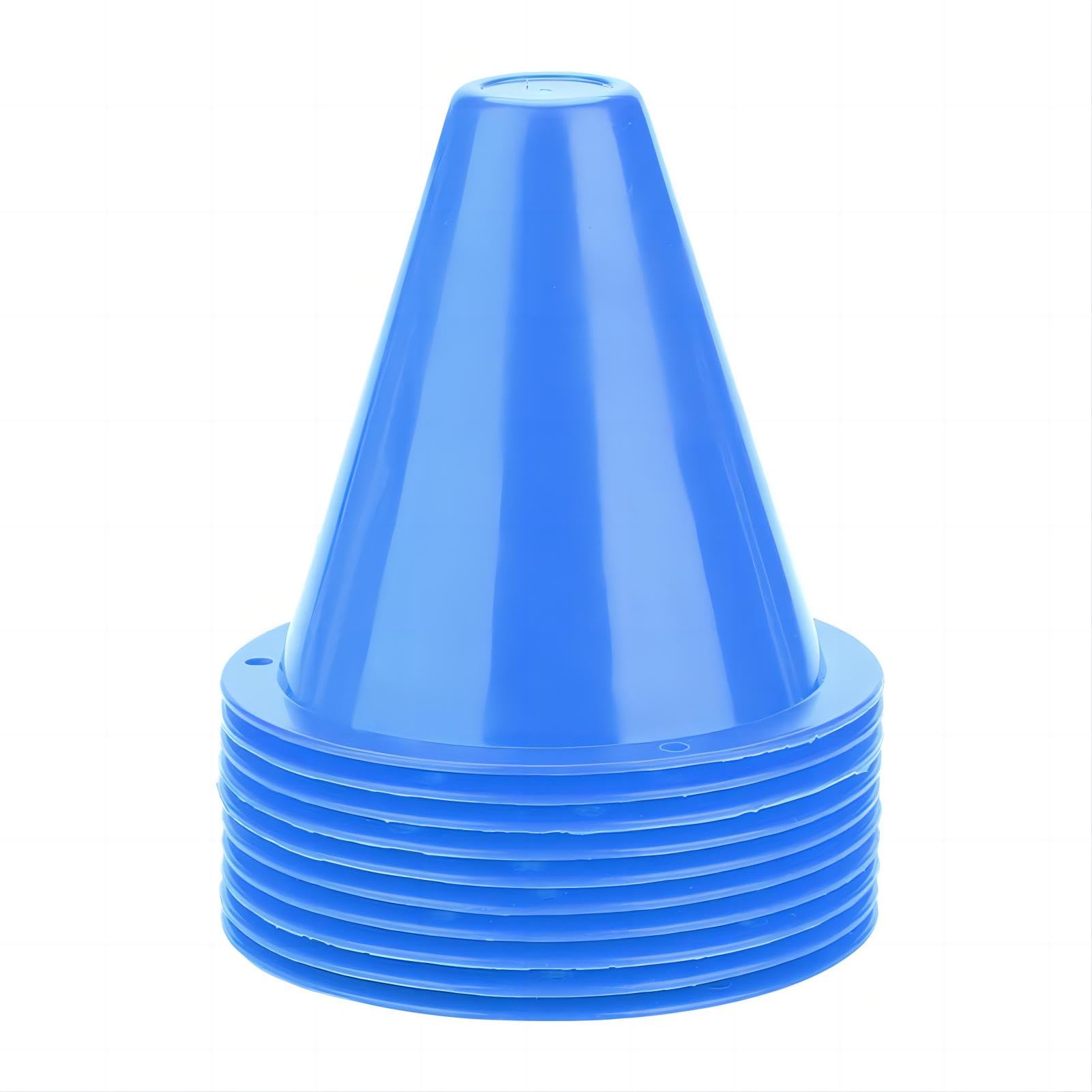 VIFERR 10Pcs Soccer Training Cones, Sport Training Traffic Cones Activity Cones for Kids, Football Barriers Plastic Holder Marker for Indoor Outdoor Activities Football Traning (Blue)