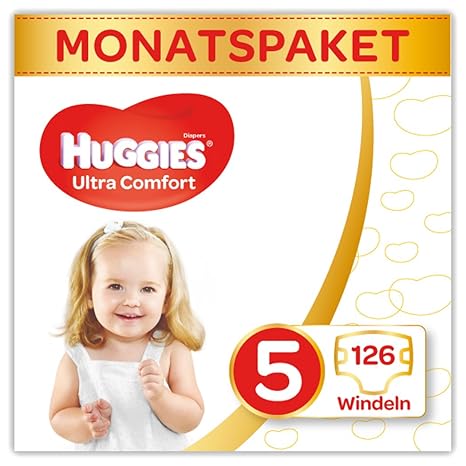 Huggies Windeln Ultra Comfort Baby Größe 5 Monatsbox, 1er Pack (1 x 126 Stück)