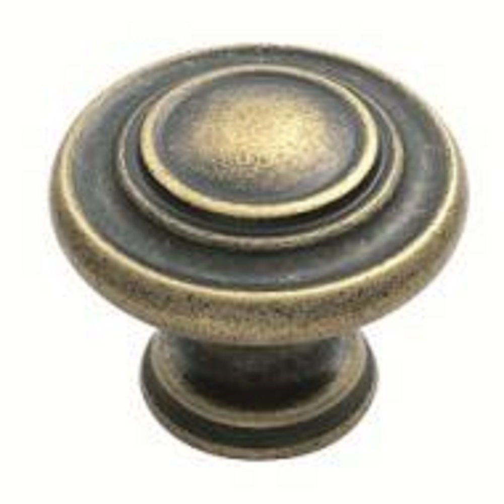 Chivrose Ltd Traditional Style Shaker Pattern Cabinet Cupboard Kitchen Wardrobe Door Pull Knob Handle 34mm Diameter (Antique Brass (AB))
