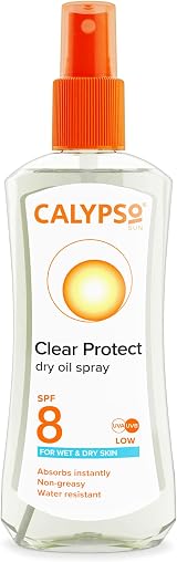Calypso Wet Skin Dry Oil Spray SPF8 200ml Water Resistant UVA UVB Sunscreen view 2