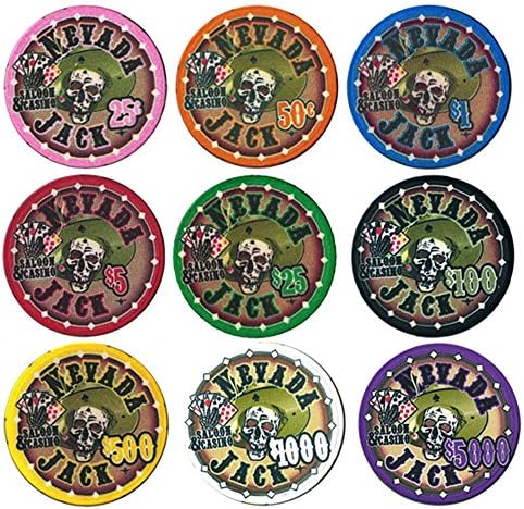 Nevada Jack Casino Grade Ceramic 10-gram Poker Chip - Pack of 50