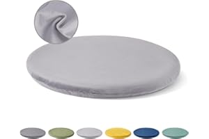 Gumcoly 14Inch Bar Stool Cushions,Round Memory Foam Seat Cushion,Anti Slip Circle Stool Cushions,Detachable Chair Cushion,Fab