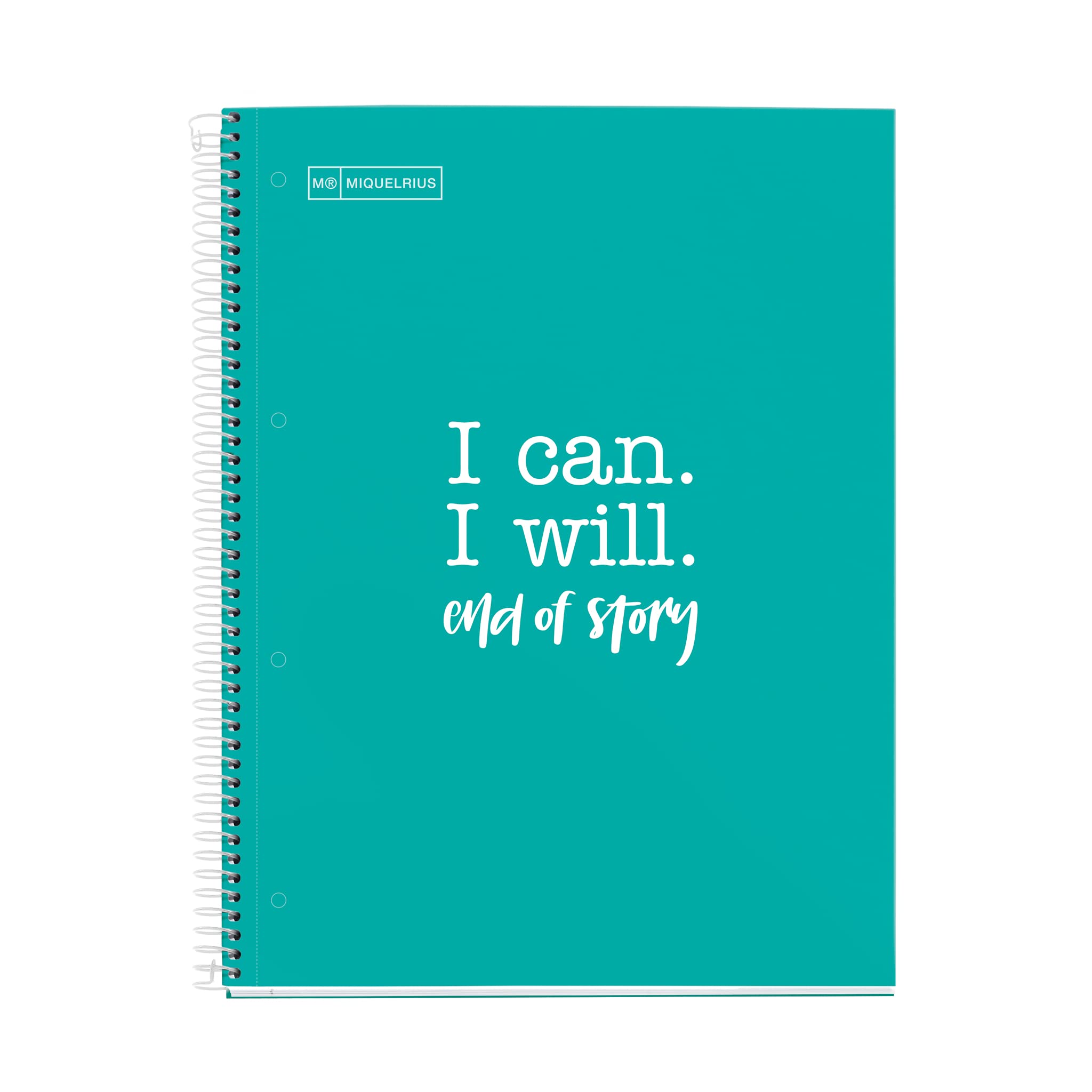Miquelrius, Notebook Messages, 1 Colour Strip, 80 5 mm Squared Sheets, 90 g Paper, 4 Drills, Hard Cardboard Cover, Turquoise