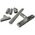 ALL PARTS ETC. Light Gray Vacuum Attachment Kit 1-3/8" 1-1/4" 1-1/2" Floor Brush, Crevice, Dust Brush, Upholstery Tool, 2 Adapters Compatible with many Miele, Eureka, Kirby, Hoover, and some Shark