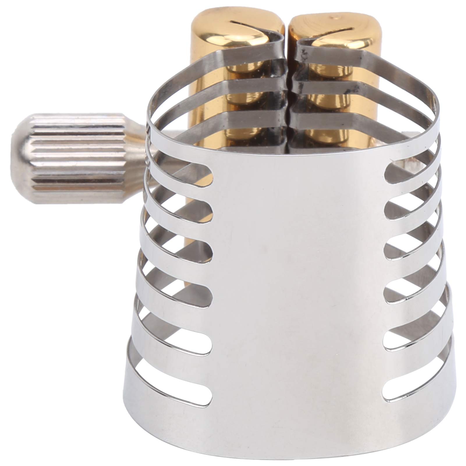 Tomotato Saxophone Ligature Clip, Silver Plated Stainless Steel Sax Ligature Clamp with Single Screw for Alto Tenor Saxophone, Professional Saxophone Mouthpiece Tool for Musicians Performers