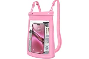 ANLEDDA 2L Floating Waterproof Phone Pouch for Up to 7.5", Large Space Adjustable Neck Lanyard Waterproof Bag. Dry Bag for Family Vacations, Beach, Pools, Kayaking, Cruises (Pink)