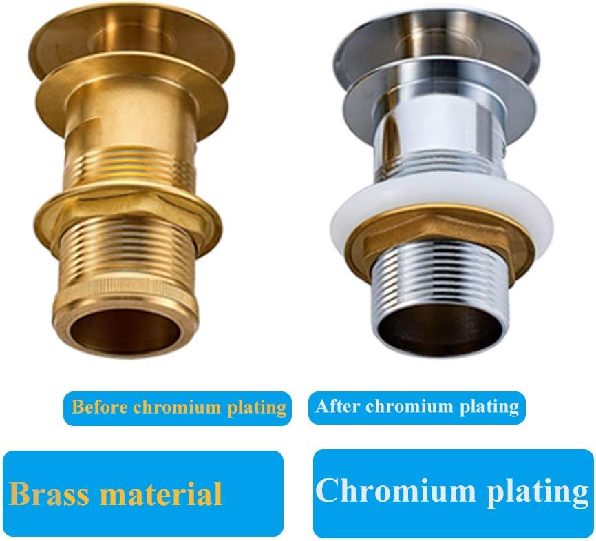 Chrome Unslotted Pop Up Basin Sink Waste Ceramic Waste Plug without overflow (White) - Image 5