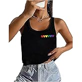 LGBT Crop Tank Tops Women Lesbian Rainbow Graphic Tees Proud Ally Tshirt Casual Sleeveless Gay Pride Crop Tops