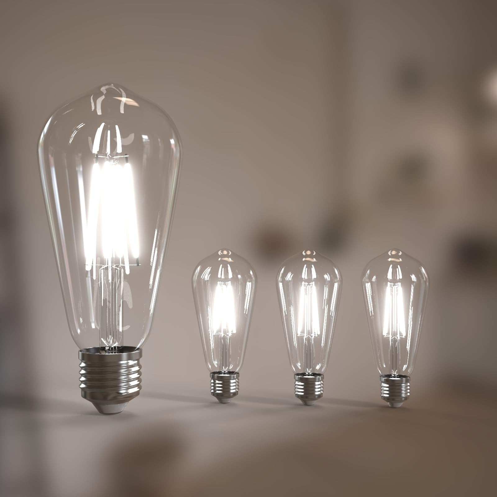 Photo 1 of Jensense Edison Bulbs 6W E26 LED Bulb 60 Watt Equivalent, Vintage LED Light Bulbs CRI90+ ST19, Dimmable Clear Light Bulbs, 5000K Daylight Cool White 4 Pack