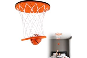 Hanging Indoor Basketball Hoop on The Ceiling, Mini Basketball Game with Soft Balls for Bedroom, Funny Stress-Relieving Toy f