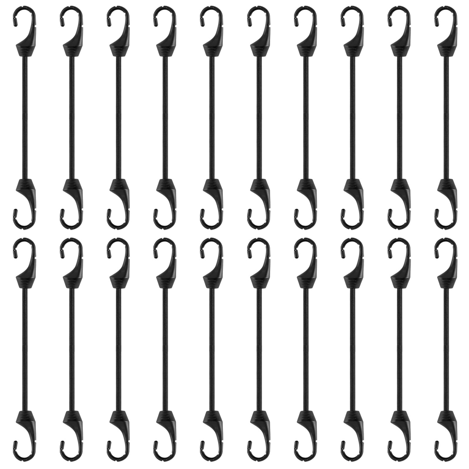 Bungee Cords with Hooks 6 Inch, 20 PCS Short Bungee Cords With Hooks, Bungee Straps, 5 MM Diameter Elastic Straps With Hooks for Basic Securing