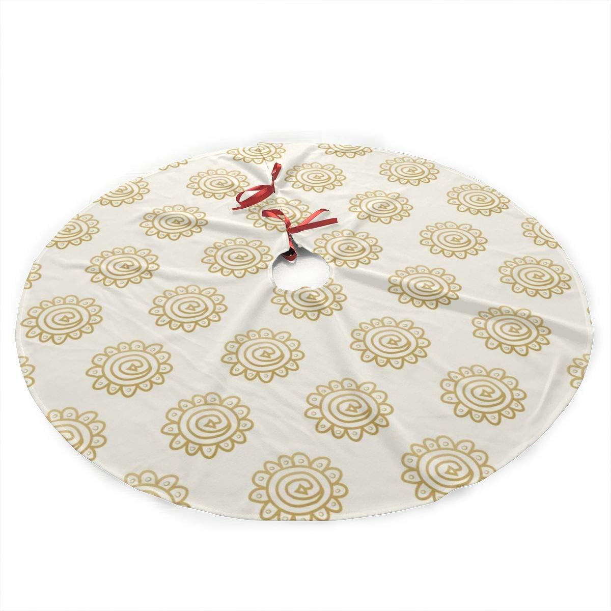 YANGGE Christmas Tree Skirt Golden Cute Flower Xmas Ornament,Holiday New Year Party Decoration