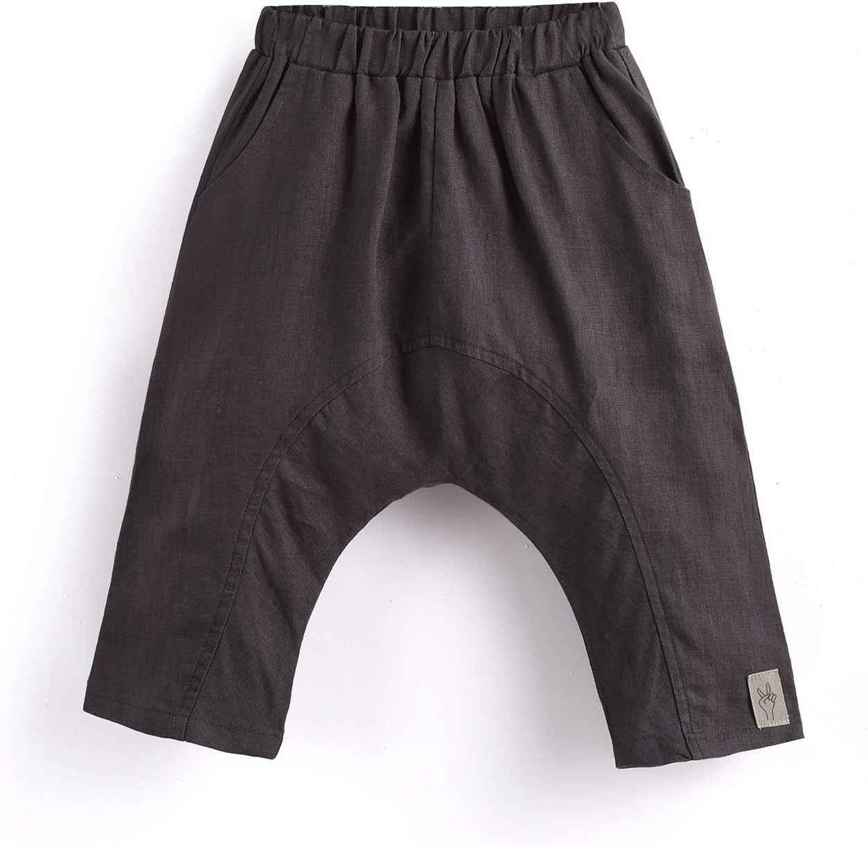 Aimama Toddler Boys Striped Linen Harem Pants with Elastic Waistband for 1-6T