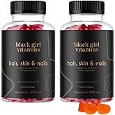 Black Girl Vitamins - Hair, Skin, and Nails Gummies with Biotin (6000 mcg), Zinc, Gelatin Free, Vitamin A, and Vitamin E - Gluten-Free. Made in The USA (Passion Fruit, 120 Count) 60 Day Supply