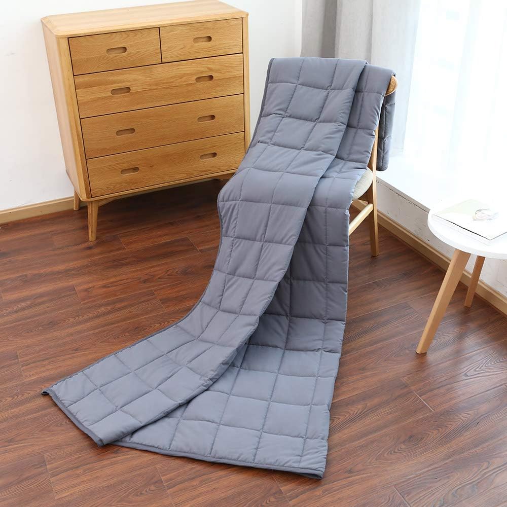 Sonaice Weighted Blanket for Kids （5 lbs， 36” x 48”， Throw） Premium Cotton with Natural Glass Beads