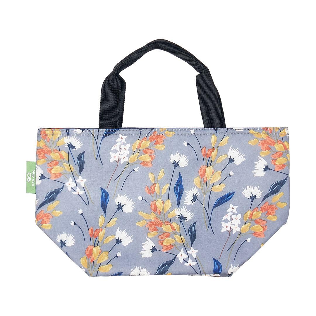 Eco Chic Lightweight Foldable Insulated Lunch Bag Water Resistant Cooler Bag (Flowers Grey) — image 1