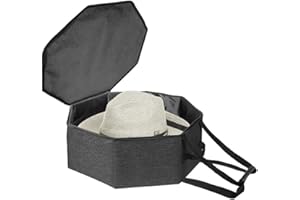 Foldable Hat Box Travel and Storage 43x43x18 cm with Handle and Shoulder Strap Gray