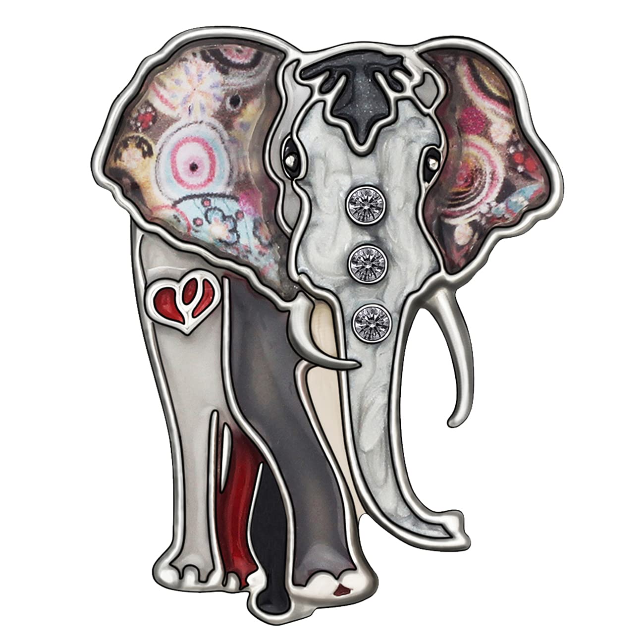 BONSNY Alloy Rhinestone Jungle Elephant Brooch Enamel Pins Jewellery for Women Girls Dress Scarf Accessories Gift (Black)