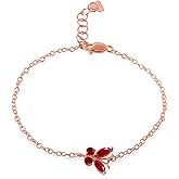 Galaxy Gold GG 14k Solid Rose Gold Butterfly Bracelet 0.6 ct Ruby
