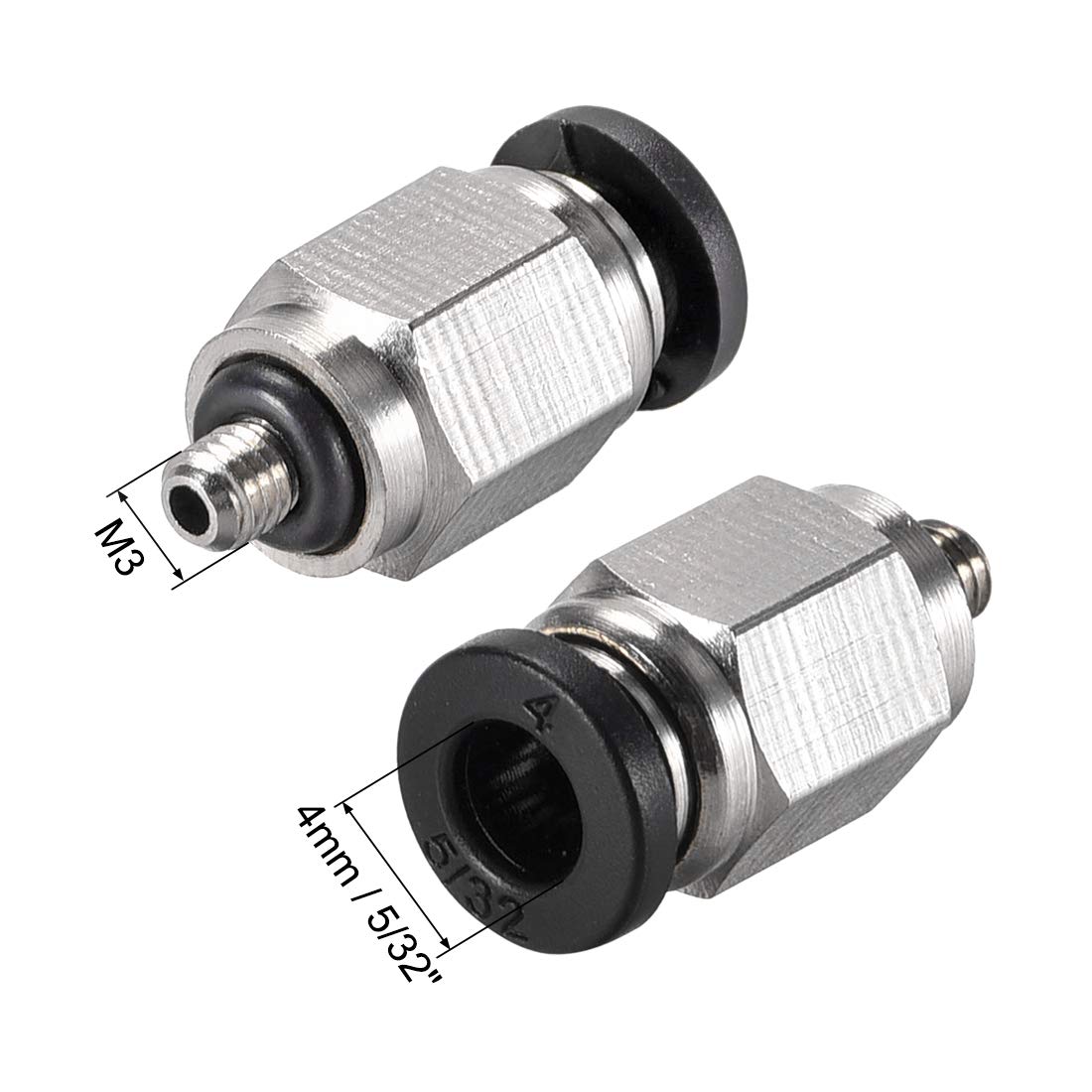 uxcell Straight Pneumatic Push to Quick Connect Fittings M3 Male X 4mm