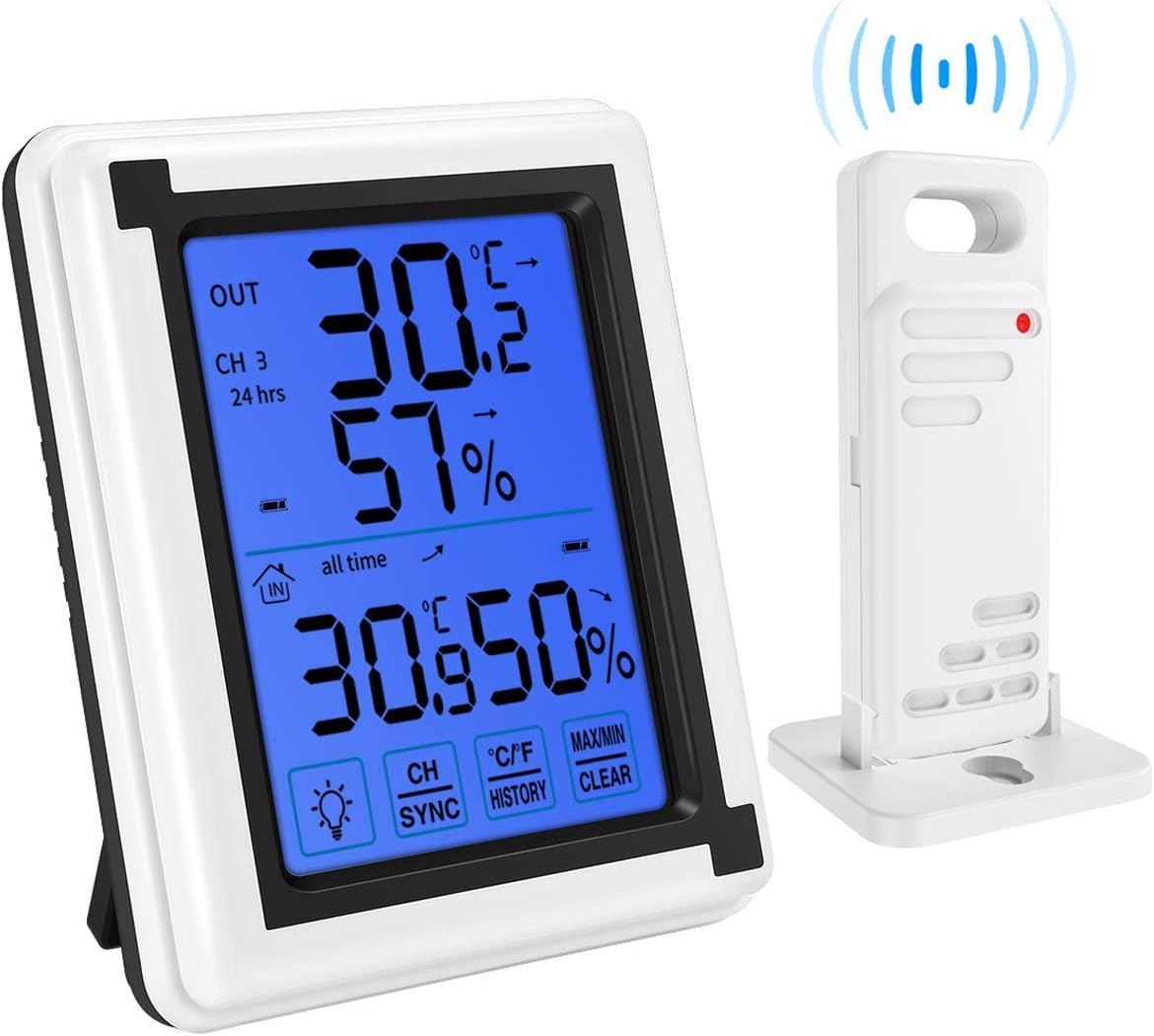 AMIR Indoor Outdoor Thermometer Humidity Monitor, Wireless Hygrometer