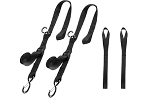 GAITWIN Motorcycle Handlebar Tie Down Straps, Dirt Bike Straps, Short Cam Buckle Tie Down Straps with S Hook and Soft Loops for Boat, Kayak, Truck, Trailer, Dirt Bike, Car Secure Straps 2Pcs (1.5" x 8Ft)