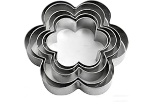 5 Pcs Stainless Steel Cookie Cutters Set, Durable Metal Biscuit Cutter Molds with Multiple Sizes for Baking, Pastry, and Holi