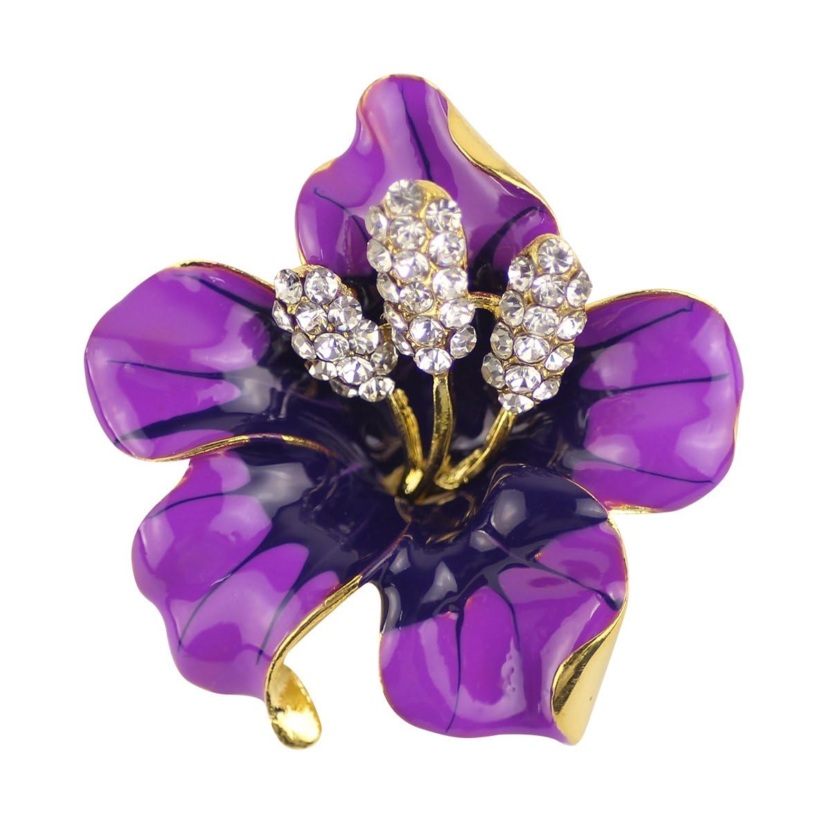 Merdia Brooch Pin for Women Flowers Brooch with Created Crystal Purple 29.8g