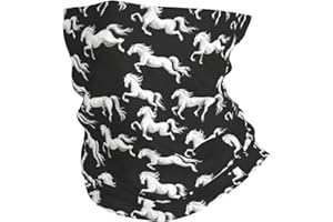 Novastar Neck Gaiters for Men Women - Cool Horse White Print Bandanas Balaclava Half Face Mask Cover Neck Scarf
