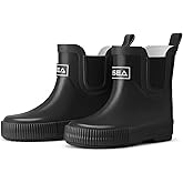 HISEA 100% Natural Rubber Boots for Kids Toddlers Ankle Rain Boots Waterproof Deck Shoes Boys Girls