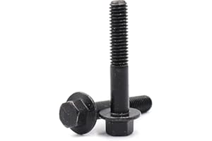 binifiMux 6pcs M10 x 65mm Flanged Hex Head Bolts Flange Hexagon Screws, Half Thread, Grade 10.9 Alloy Steel, Black Oxide Fini