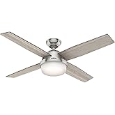 Hunter 52 inch Indoor Ceiling Fan with LED Light and Remote Control - Modern Ceiling Fan, Standard Mount, 4 Light Gray Oak Bl