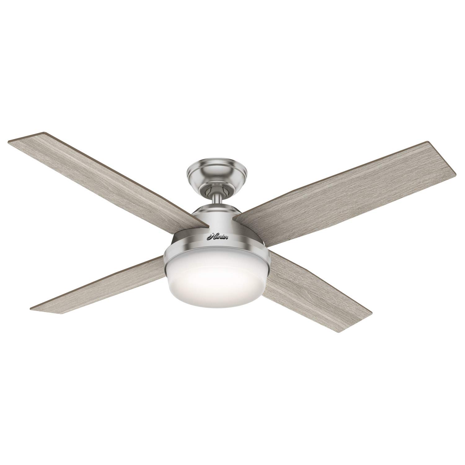 Hunter Fan Company 50284 Dempsey Indoor Ceiling Fan with LED Light and Remote Control, 52", Brushed Nickel